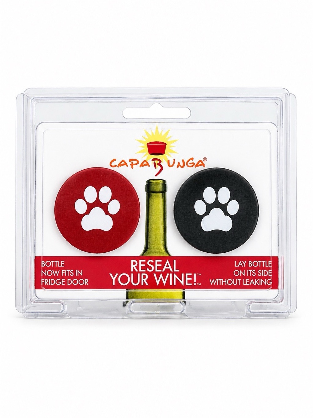 Red & Black Paw Silicone Wine Bottle Stoppers - 2 Pack